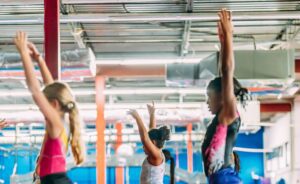junior gymnastics lesson in progress