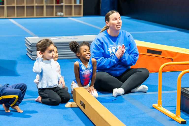 kids learning gymnastics